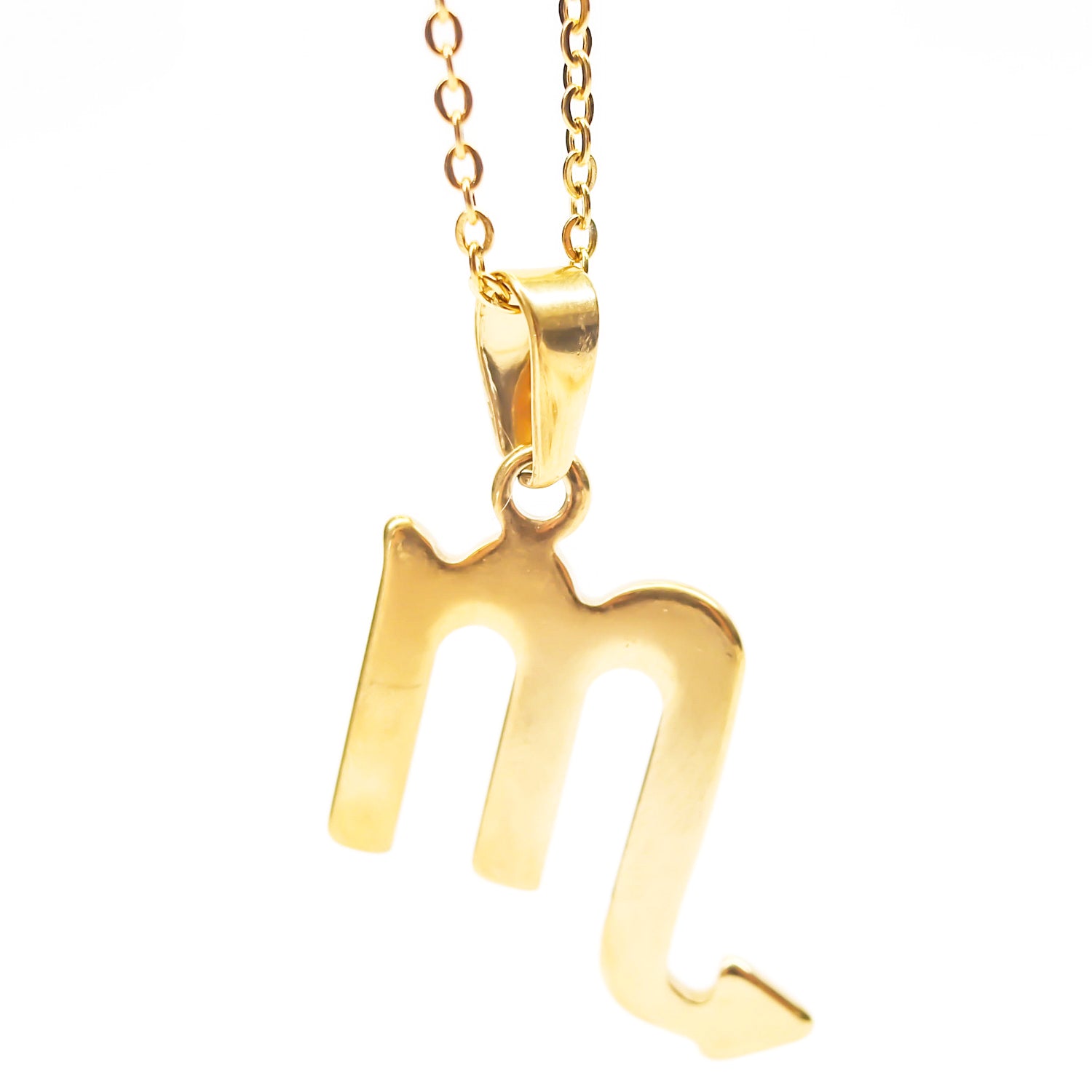 Colgante de acero inoxidable dorado con forma del signo del zodiaco Escorpio de 28mm