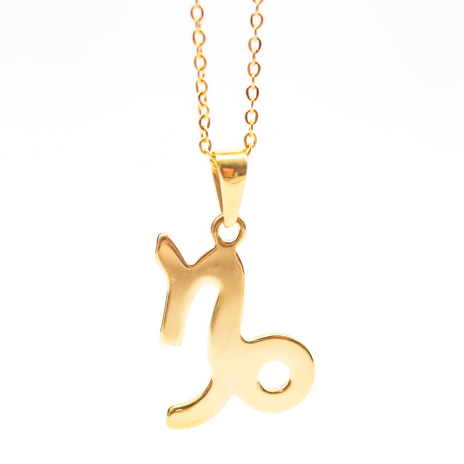 Colgante de acero inoxidable dorado con forma del signo del zodiaco Capricornio de 28mm
