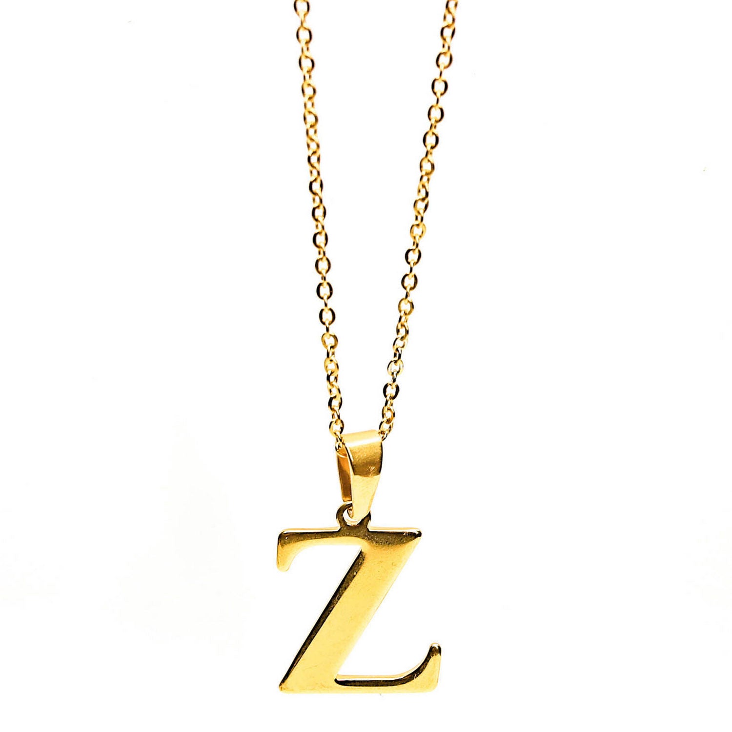 Colgante de acero inoxidable dorado con forma de letra Z de 28mm