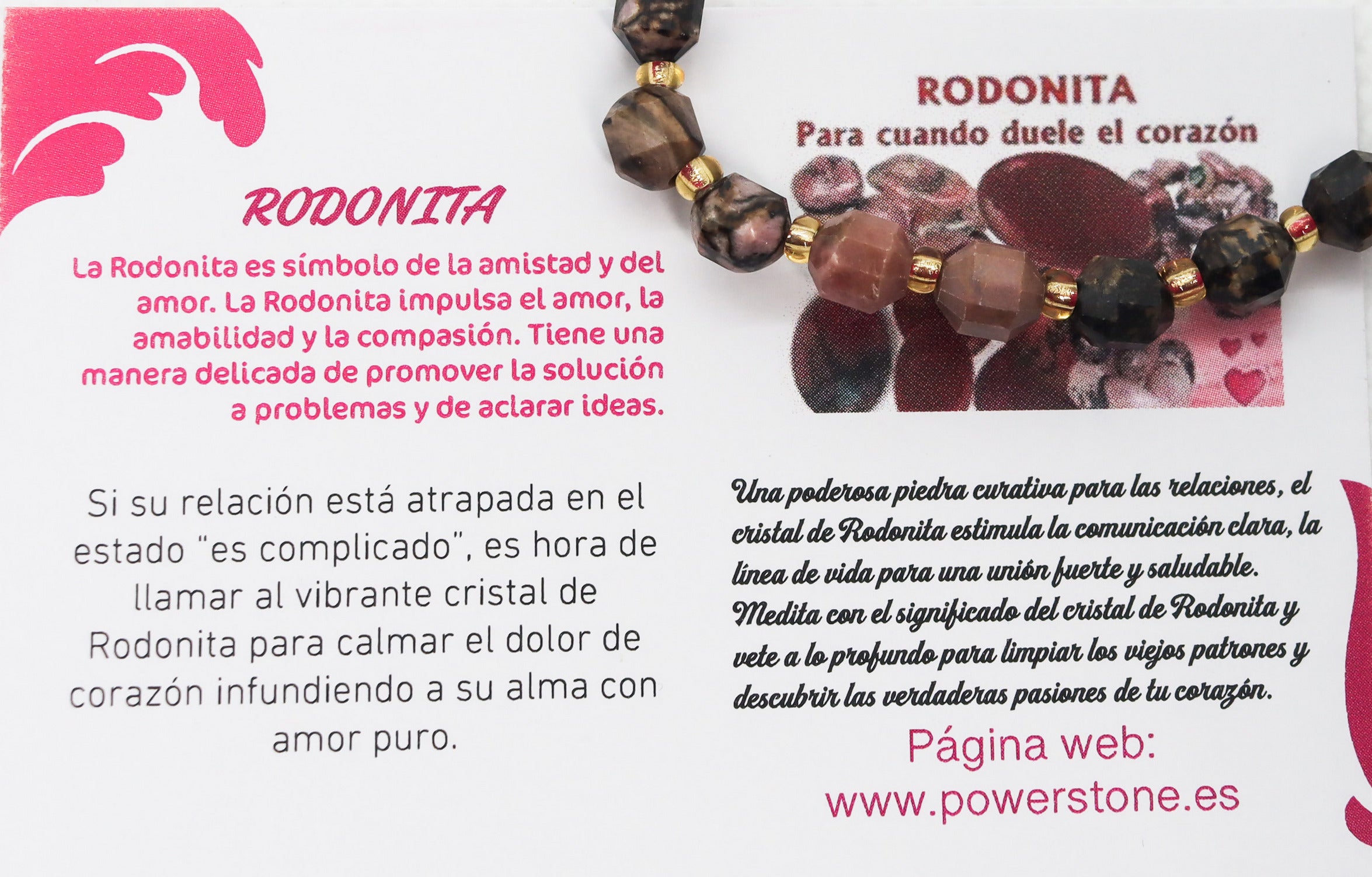 Pulsera elástica de Rodonita facetada de 6mm
