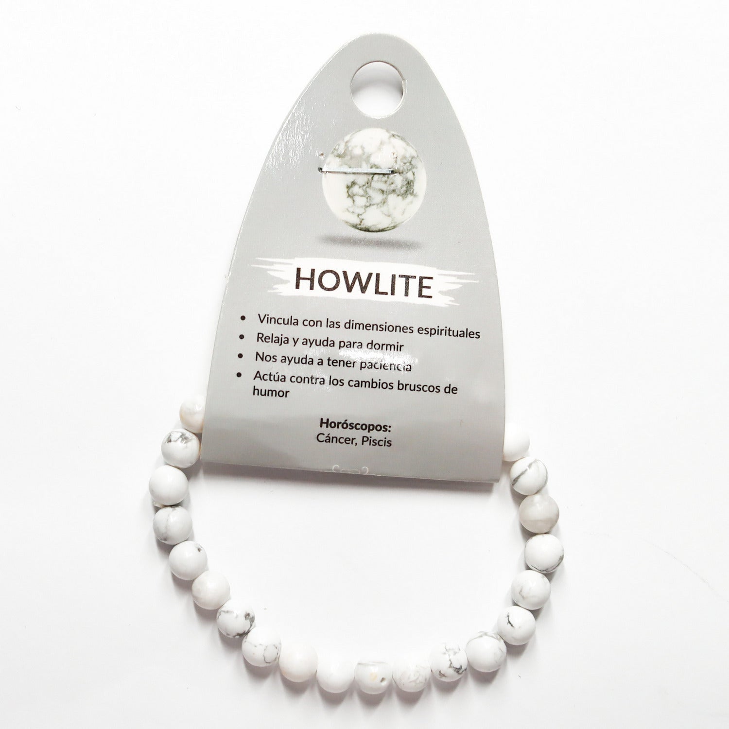 Pulsera de piedra de origen natural de Howlite de 6mm