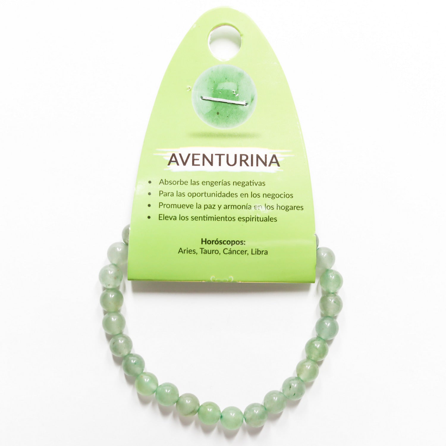 Pulsera de piedra de origen natural de Aventurina verde de 6mm