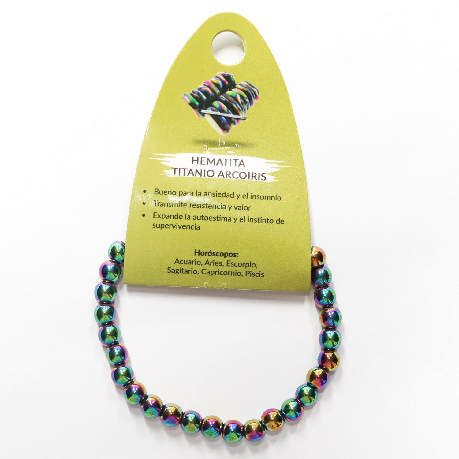 Pulsera de piedra natural de Hematite arcoiris de 6mm