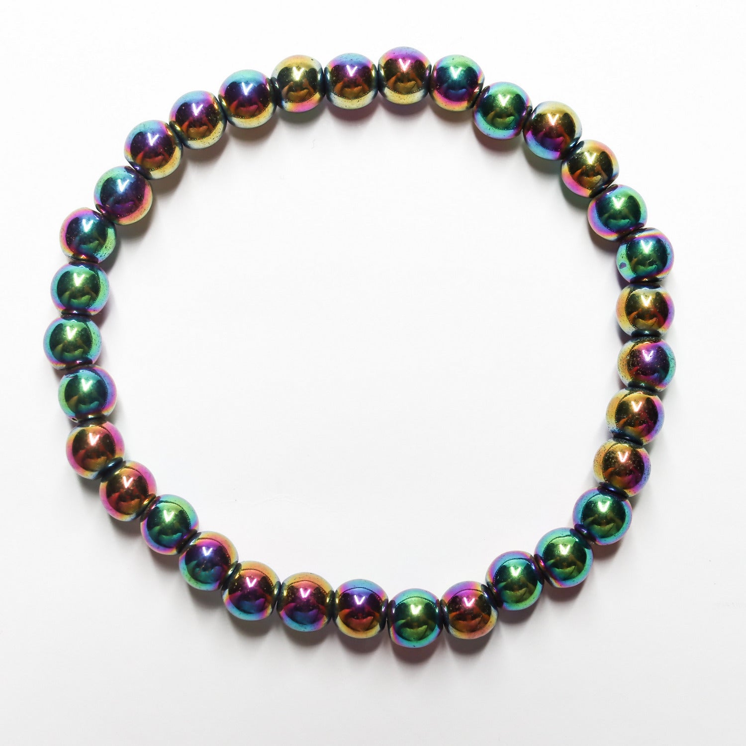 Pulsera de piedra natural de Hematite arcoiris de 6mm