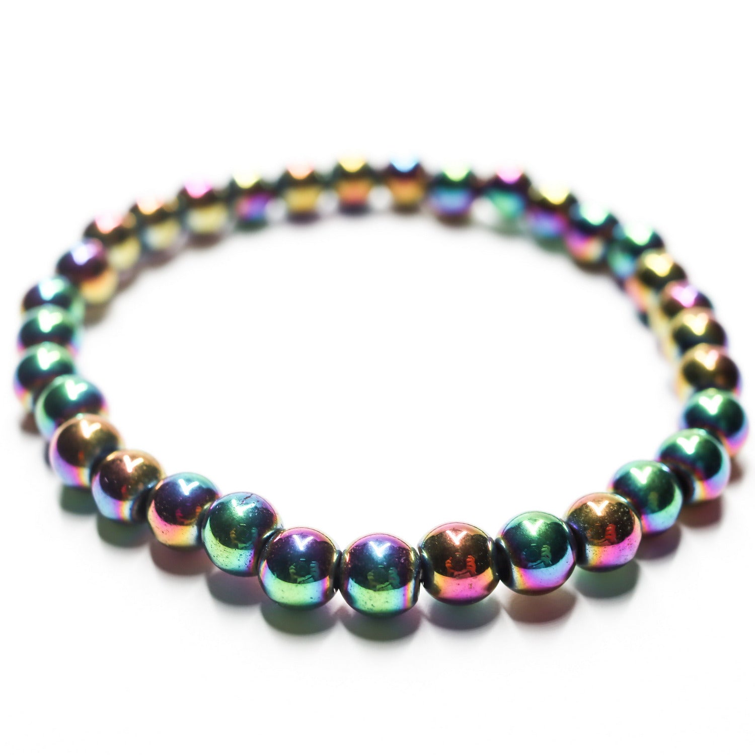 Pulsera de piedra natural de Hematite arcoiris de 6mm
