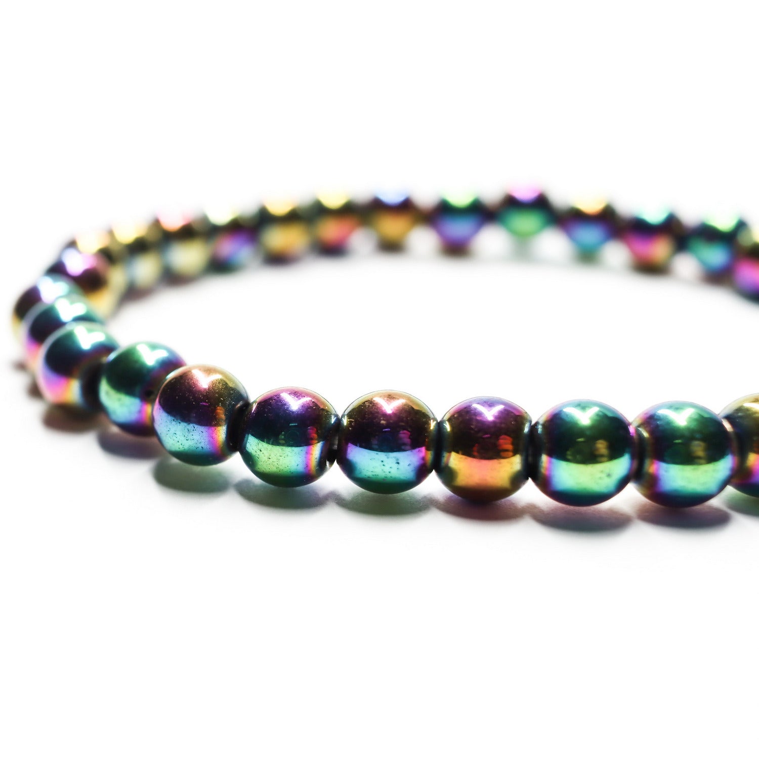 Pulsera de piedra natural de Hematite arcoiris de 6mm