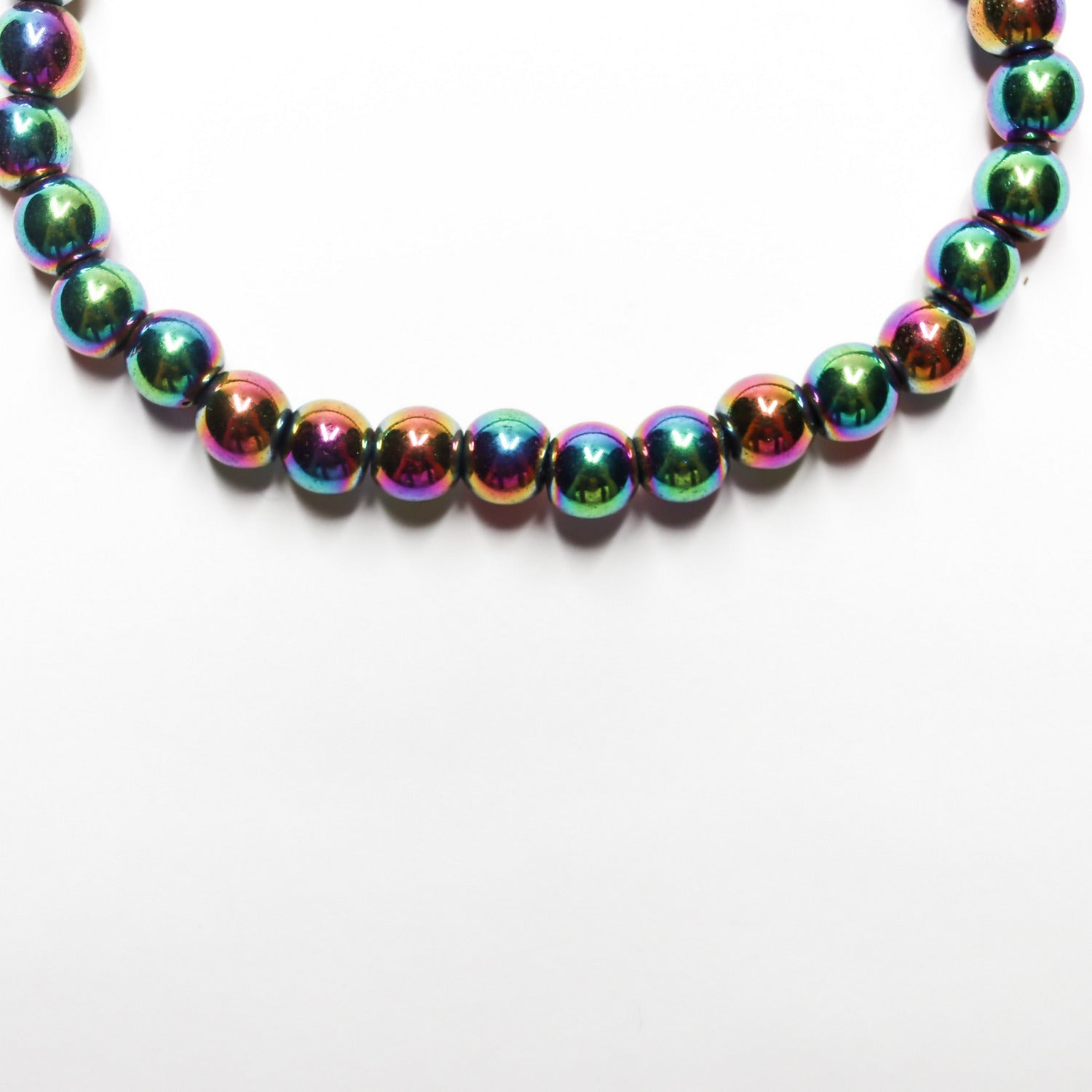 Pulsera de piedra natural de Hematite arcoiris de 6mm